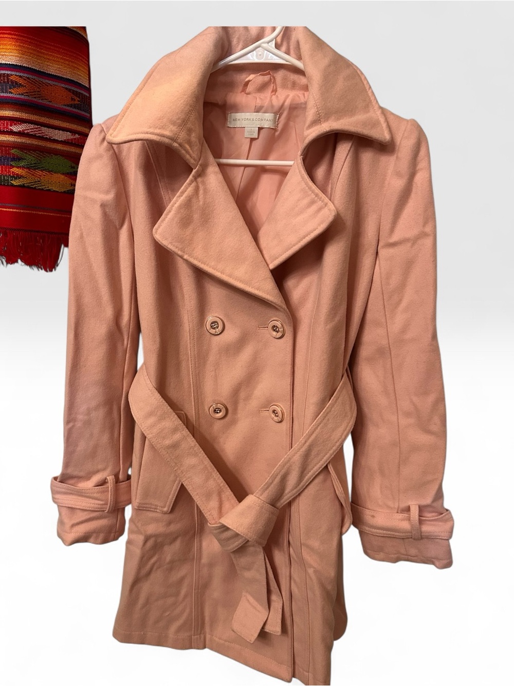 New York & Company Blush Pink Belted Trench Coat - Picture 4 of 5